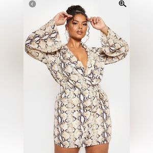PLT Plus Taupe Snake Tie Waist Shirt Dress